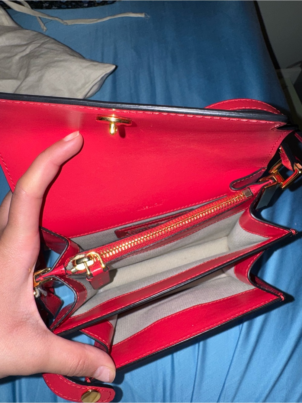 Marni Red Mini Trunk Leather Crossbody Bag with Gold Hardware - Picture 3 of 6